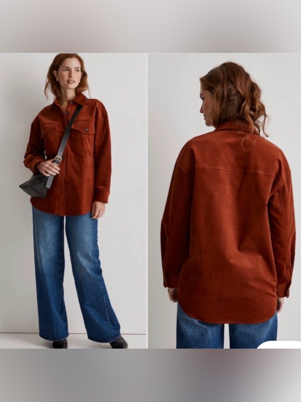 Madewell Cotton Oversized Corduroy Shacket Dark Orange Size Small